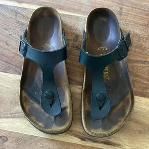 Birkenstock Gizeh Leather Thong Sandals Women's 37/6 Black